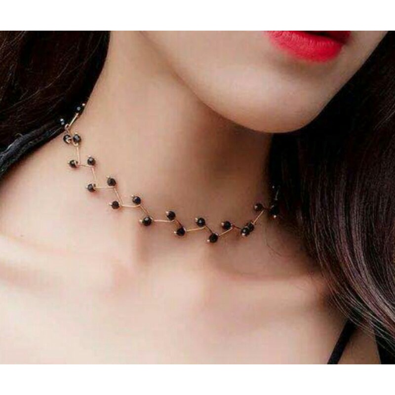 Rully68 Kalung Choker manik manik ziz zaz -kalung ala koreaa