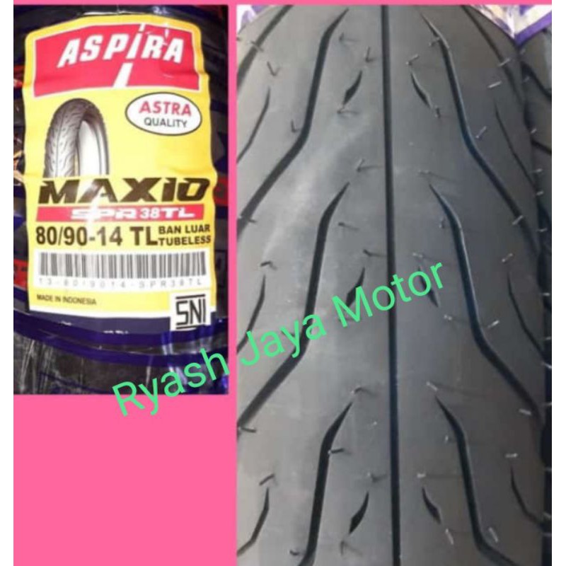 Paket ban tubeless Aspira 80/90-14 &amp; 90/90-14 for beat esp/f1/pop/Vario 110/Cbs/125/150/Mio M3