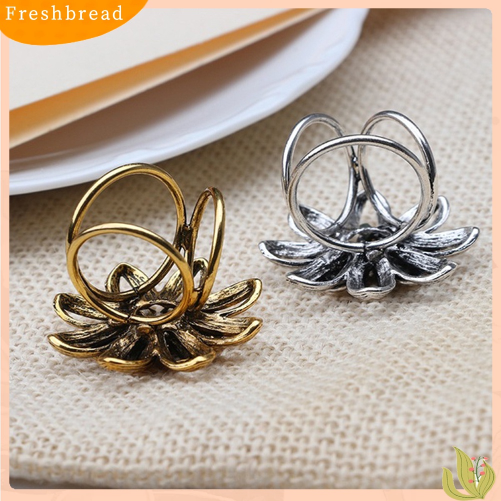 Fresh| Bros Peniti Desain Bunga Vintage Hias 3 Cincin Untuk Wanita