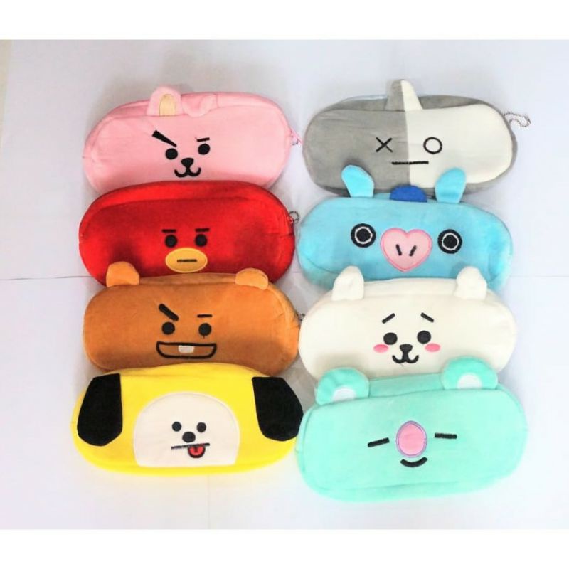 Pouch Tas Pensil BTS Karakter Army Bangtan BT21 Bahan  Plushy Halus