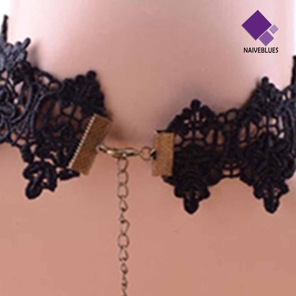 Kalung Bahan Lace Aksen Berlian Imitasi Untuk Kencan