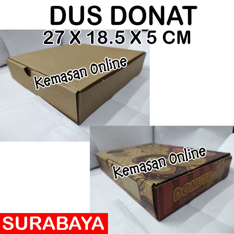 

[10pcs]Hampers Dus Donat 27X18,5X5cm Polos/Printing Kotak Karton Kardus Box Donat