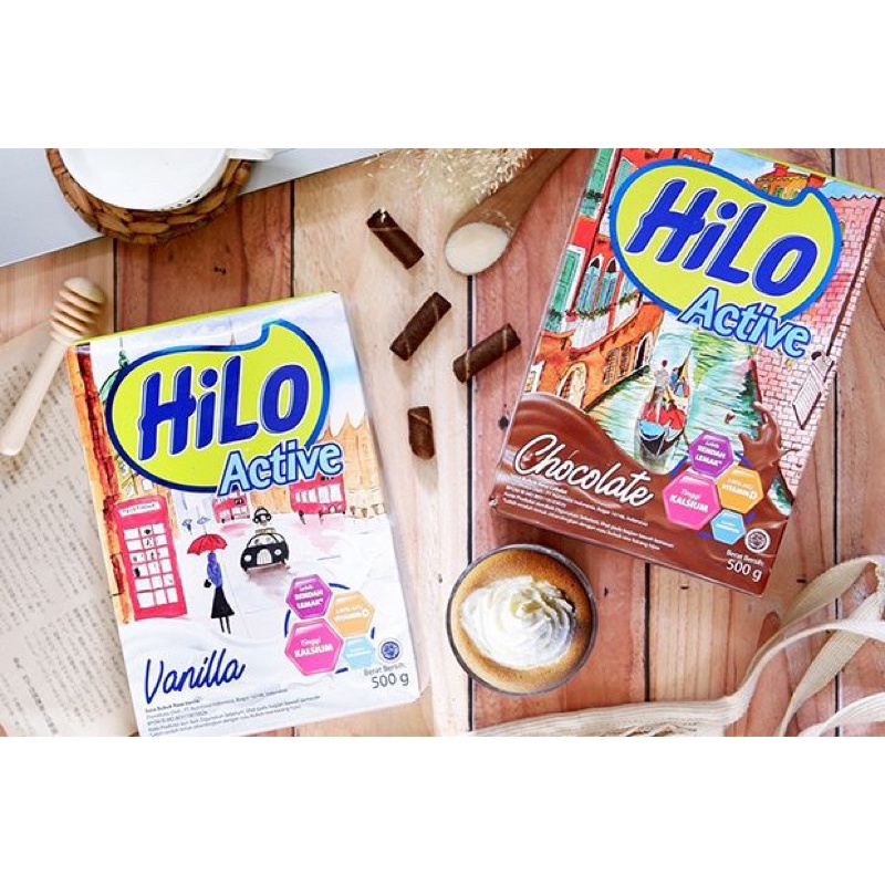 [CASHBACK 5%] HiLo Active Chocolate / Vanilla / Caramel Latte 500 gram - Susu Tinggi Kalsium Rendah Lemak