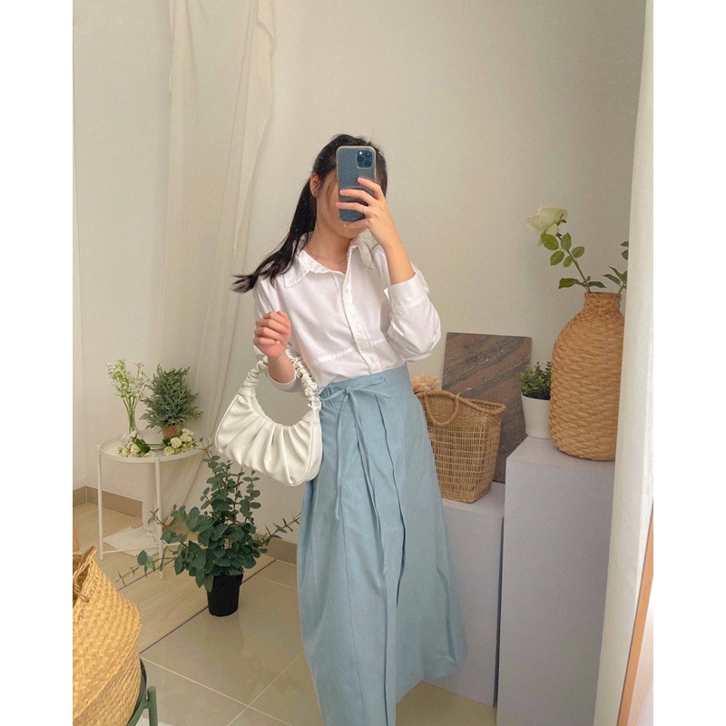 KANON - Mutsuki Skirt - Rok midi karet aksen tali korean look