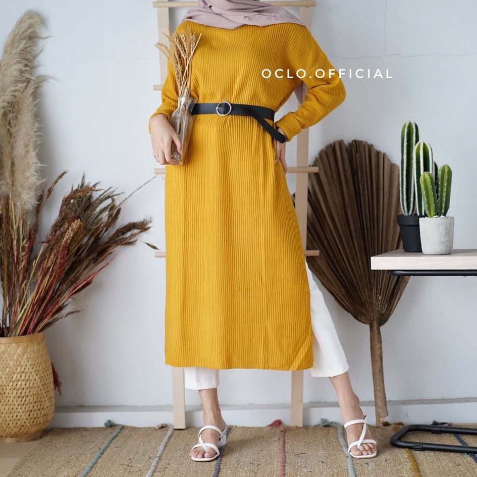 ZAHRA - Atasan Wanita Dress Wanita Rajut Halus ANDINI DRESS slit boxy