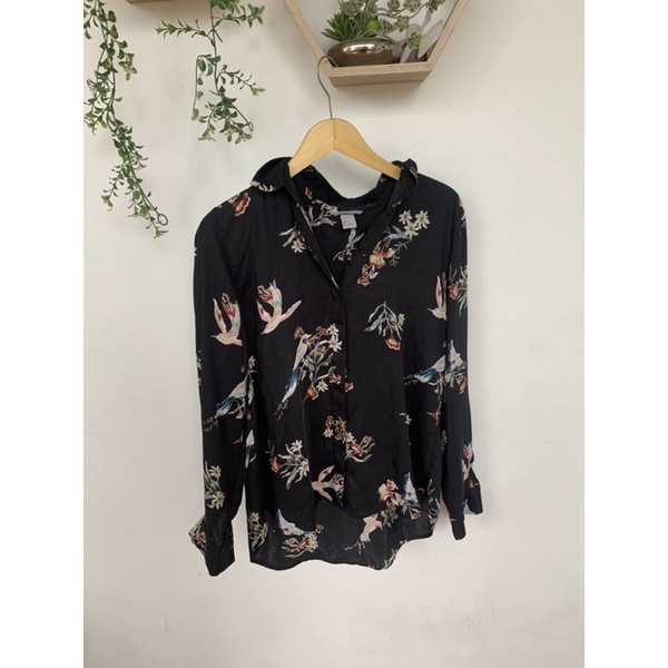 kemeja bahan silk H&M