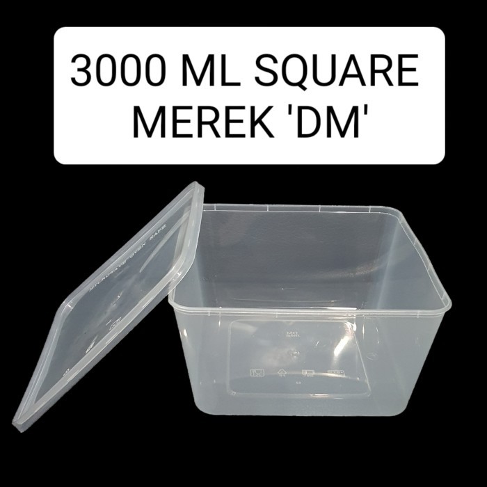 [PROMO EKSKLUSIF] Thinwall Dm Kotak Makan Plastik Persegi 3000 Ml Square Sq Dm (25 Pcs) DISKON