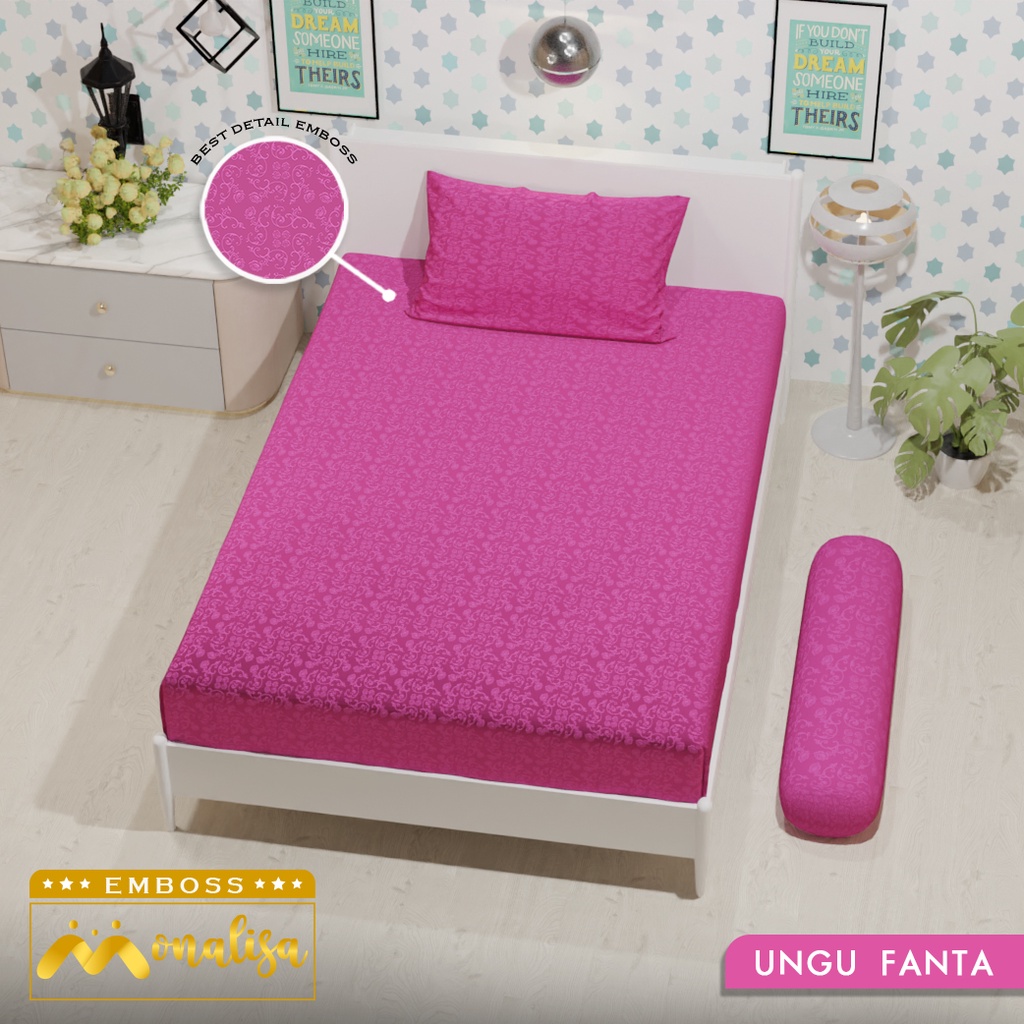 Monalisa Emboss BedCover SET Sprei Uk 100/120 - Ungu Fanta