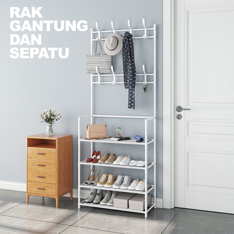 Futureworld Stand Hanger Rak Gantungan Serbaguna Rak Sepatu Penyimpanan Jaket Topi Rak Jemuran XMJ-1