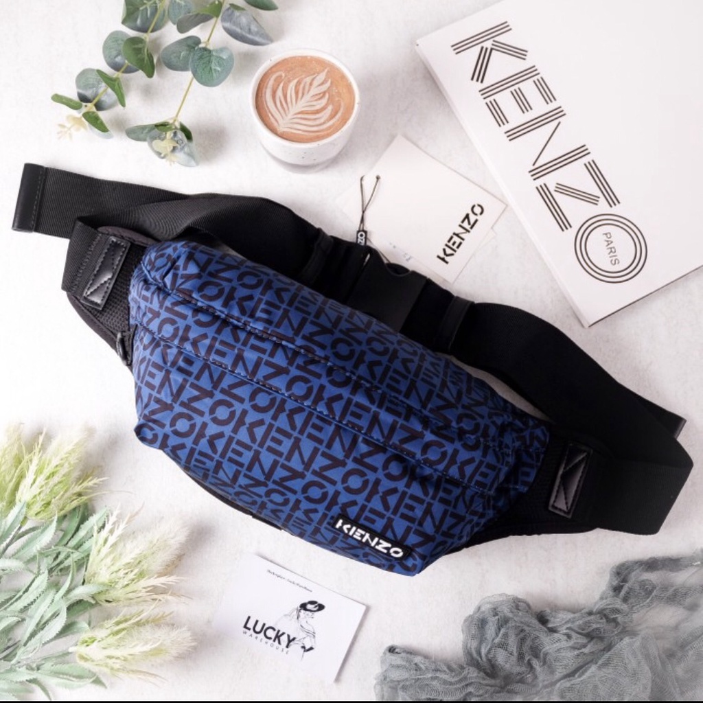 Kenzo Repeat Bumbag In Blue - ORIGINAL 1000%