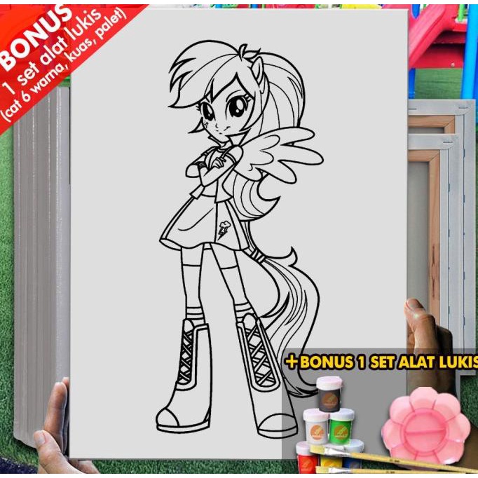 Kanvas Gambar Rainbow Dash Manusia Pony 30x40 cm MEL1151