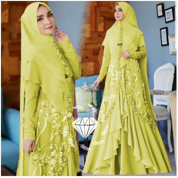 Baju gamis wanita terbaru model pesta kekinian ceruty polos Kaffa