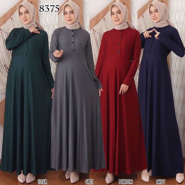 Gamis Baju Gamis Wanita Terbaru Gamis Calvin Jeans Polos Busui 8375 - MAROON (T3L2) Gamis dewasa ter