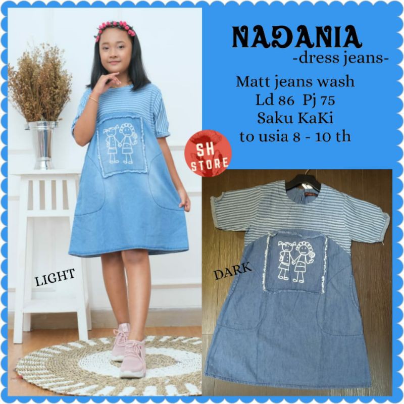 NADANIA DENIM DRESS FOR KIDS - FASHION KIDS - DRESS ANAK PEREMPUAN