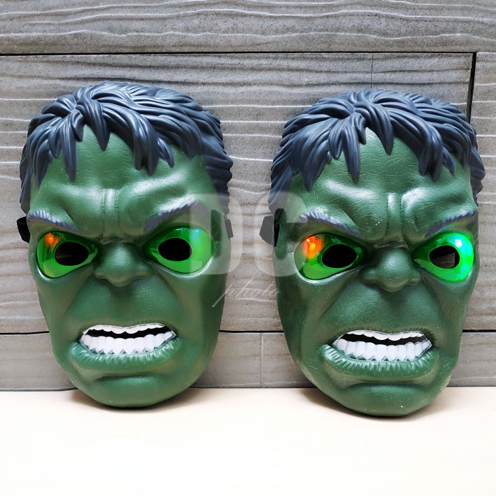 Topeng Hulk LED Marvels Superhero Cosplay Mask Bisa Menyala Lampu dan Suara