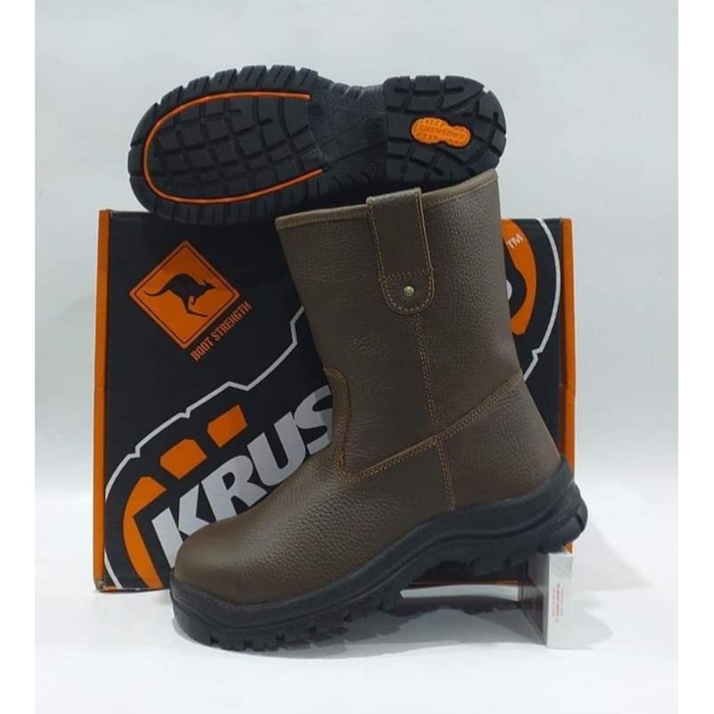 SEPATU SAFETY PREMIUM KRUSHER TEXAS HITAM / COKLAT