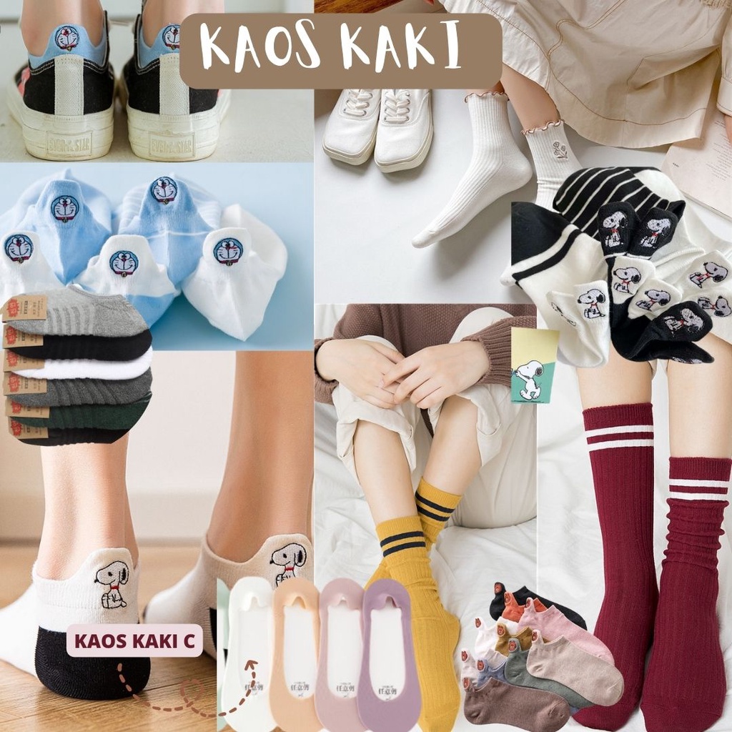 Kaos Kaki Panjang Pendek Olahraga Sekolah KoreaStyle Socks Wanita Pria Kaos Kaki Fashion