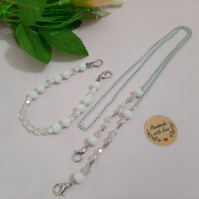 kalung masker set / kalung masker dan konektor masker batu kristal