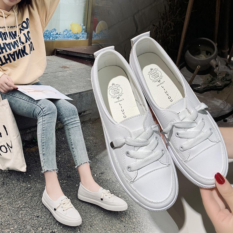 COD Sneakersdaily 3103 Sepatu Sneakers Kanvas Wanita Casual Sport Putih Tali