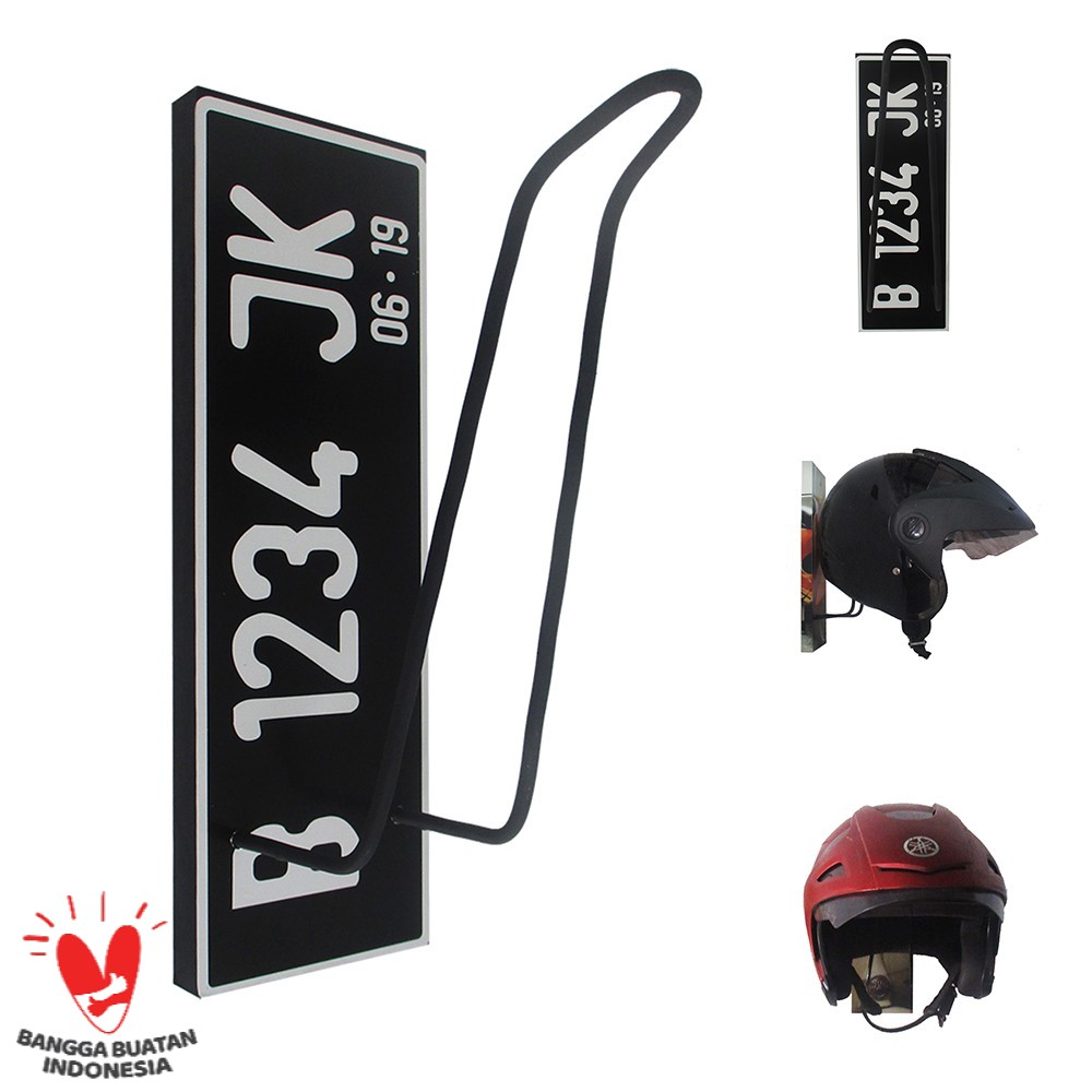 GANTUNGAN HELM - TEMPAT HELM - RAK HELM MOTOR - PLAT NOMOR COSTUM