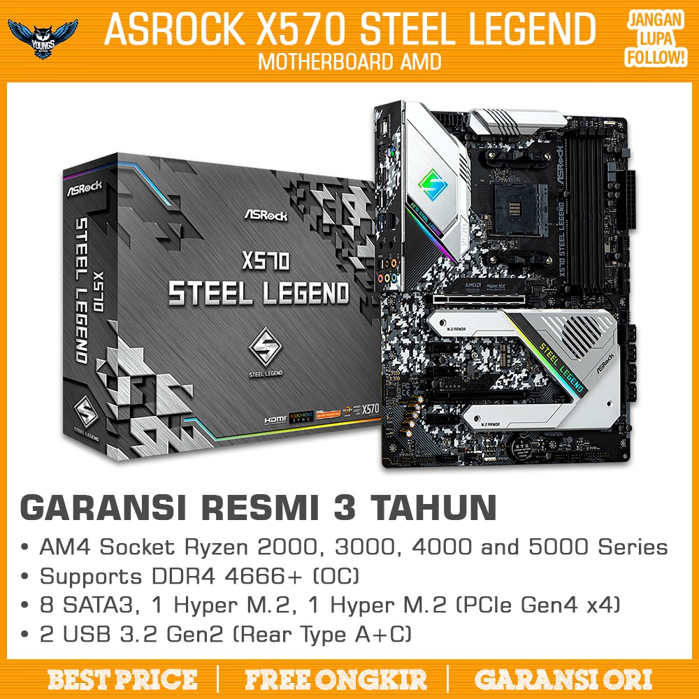 ASROCK X570 STEEL LEGEND AM4 ATX DDR4 NVMe MOTHERBOARD MAINBOARD AMD