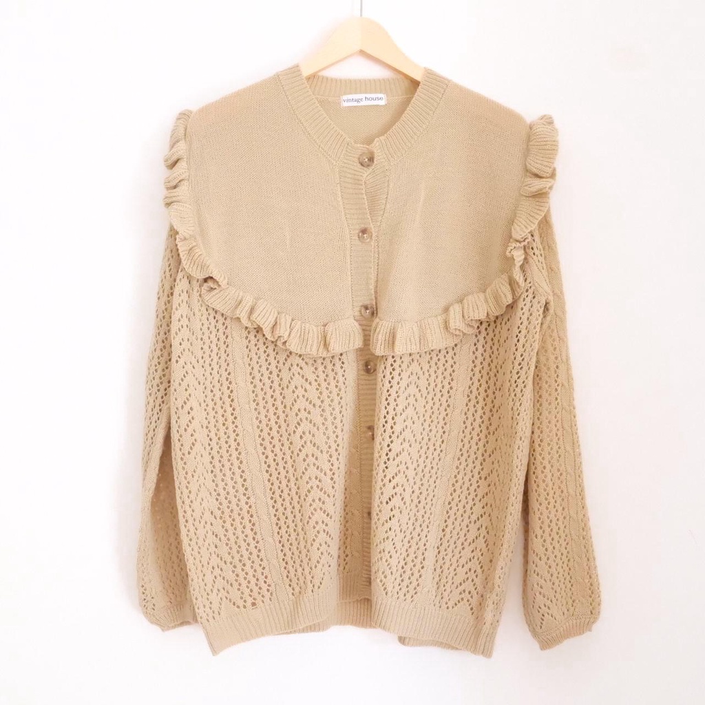 Vintage House Jisoo Korean Knit Cardi (Cardigan Rajut Wanita Korea)-Brownmilk