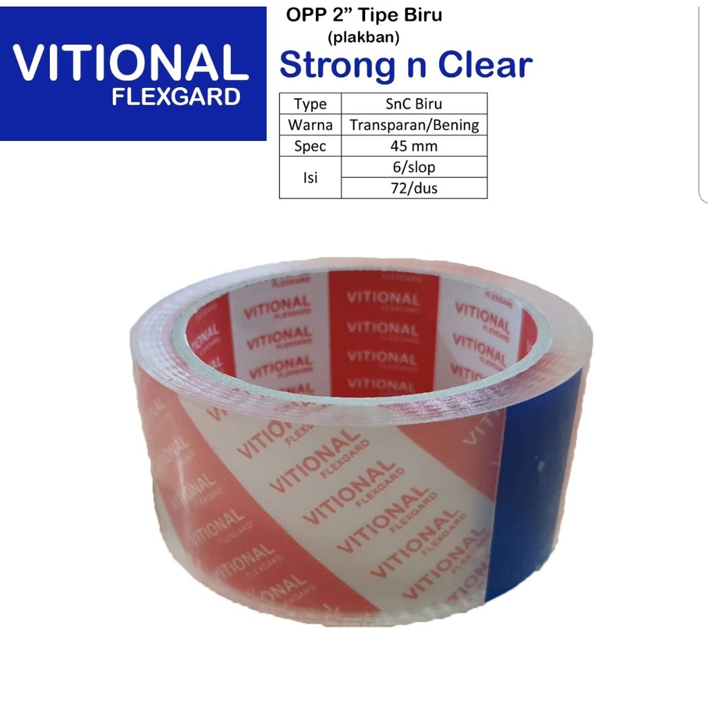 VF BR Strong n Clear Lakban 45mmx50m 72 roll (1 dos) / Isolasi / Solasi