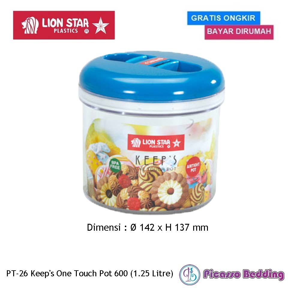 Lion Star - Tempat Makanan Ringan / Toples Plastik Besar / Tempat Makan Anti Tumpah / Toples Kue