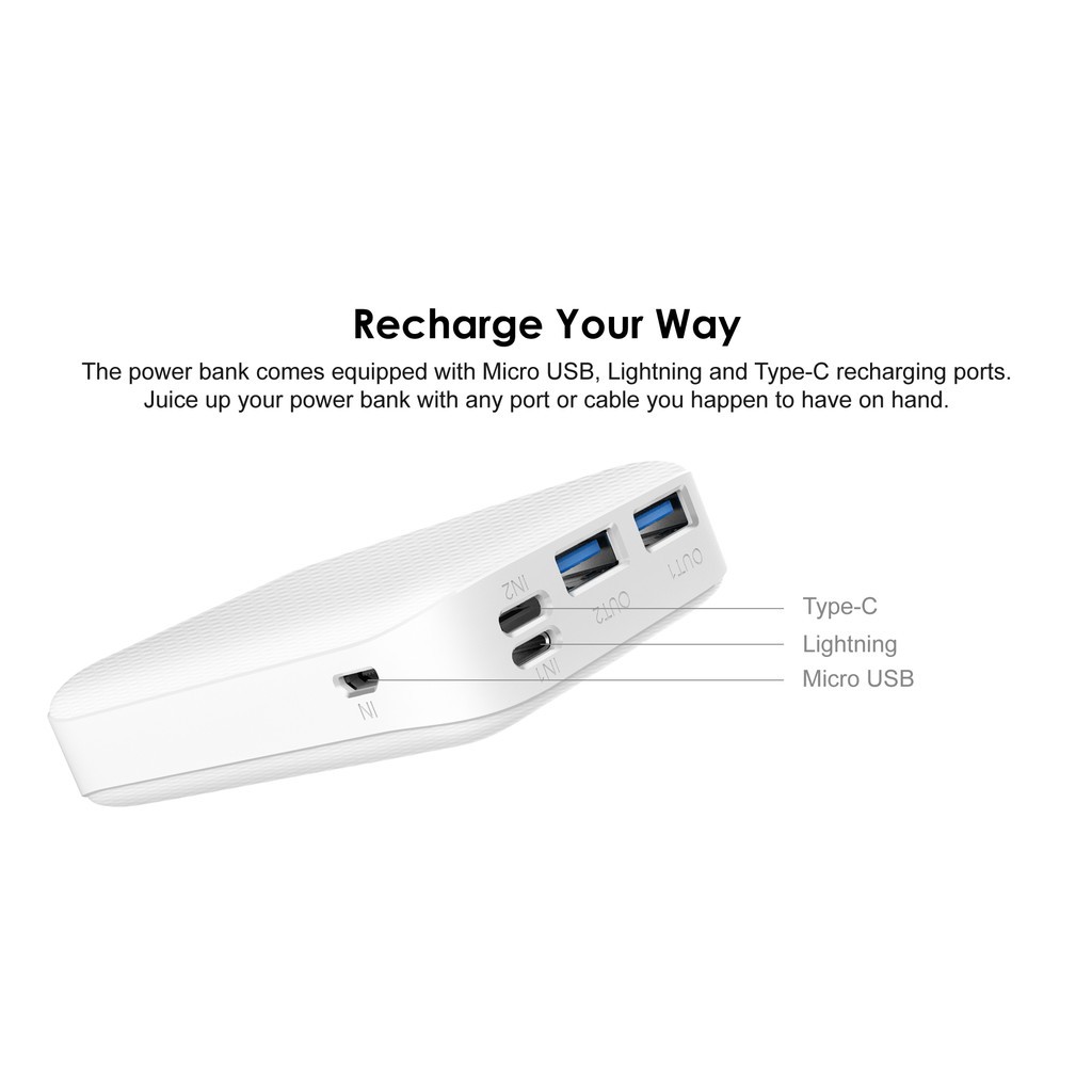 POWERBANK MINI 10000MAH PORTABLE ORAIMO OPB-P107D 2 USB