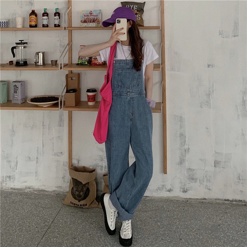 womens denim overalls wide leg