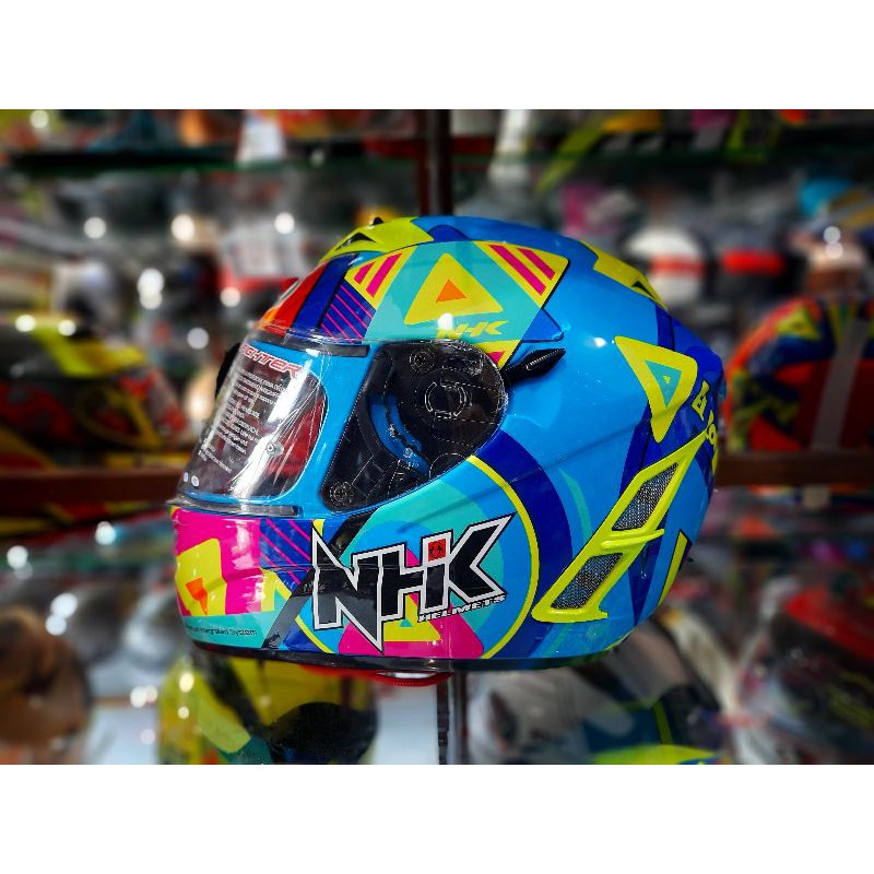 HELM NHK TERMINATOR PIGMEN BLUE FLUO ORIGINAL - HELM NHK TERMINATOR RACING NHK RACING NHK PIGMENT