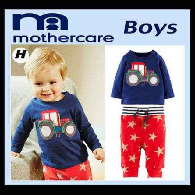 Setelan Anak Cowok Navy Tractor Star Set 2in1 (baju, celana)