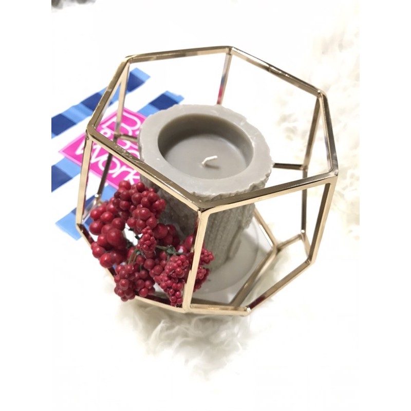 BATH BODY WORKS - GOLD HEXAGON MARBLE FRAME LARGE 3 WICK CANDLE HOLDER SLEEVE 14.5