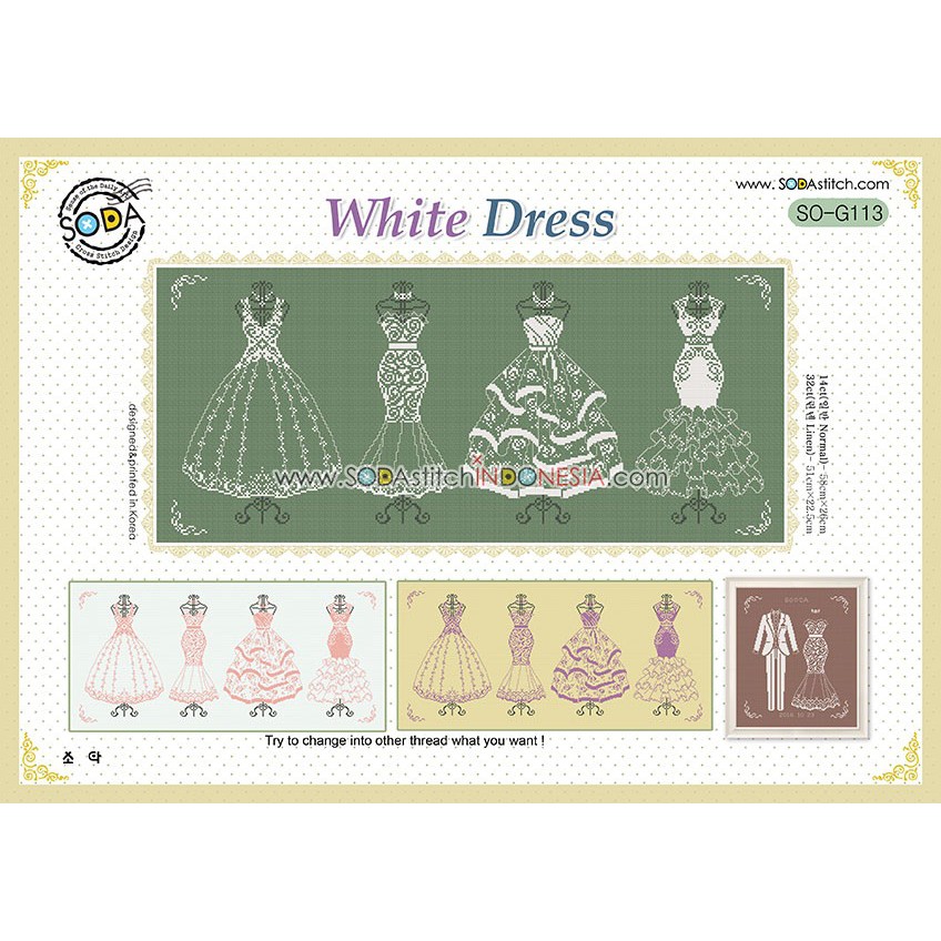 Paket DIY Craft Sulam Kristik / Cross Stitch Sodastitch SO-G113 - White Dress