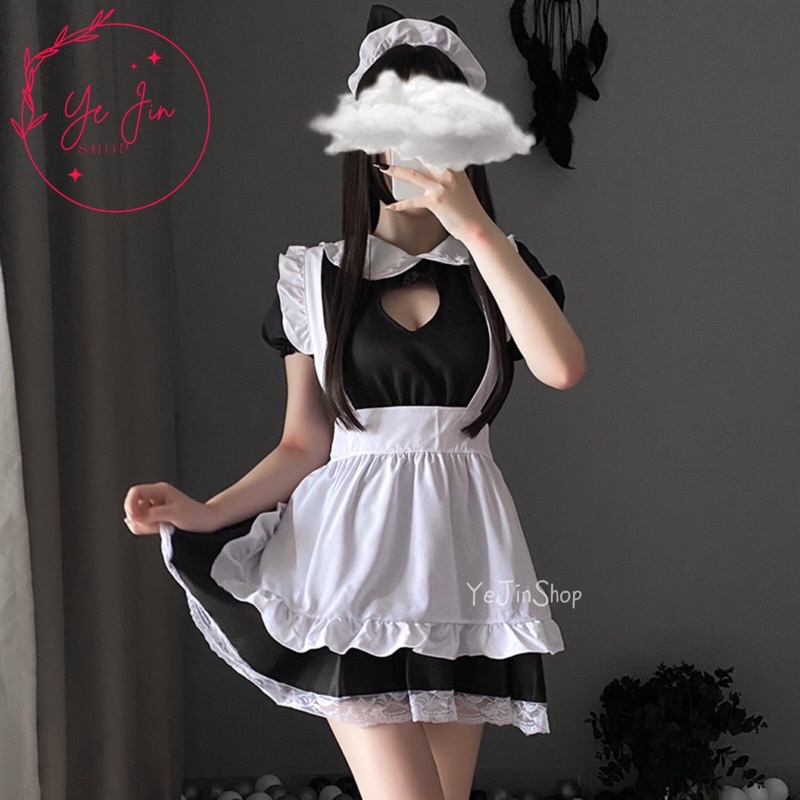 Set Kostum Maid Dress Cosplay Anime Seifuku Jepang Lingerie Seragam Pelayan Wanita Sexy Babydoll