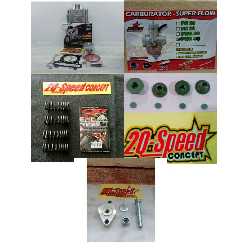 Paket blok set XTR 62 mm, karbu pwk 30,per klep cld,retqiner sim,tensioner manual & jasa bubut seher