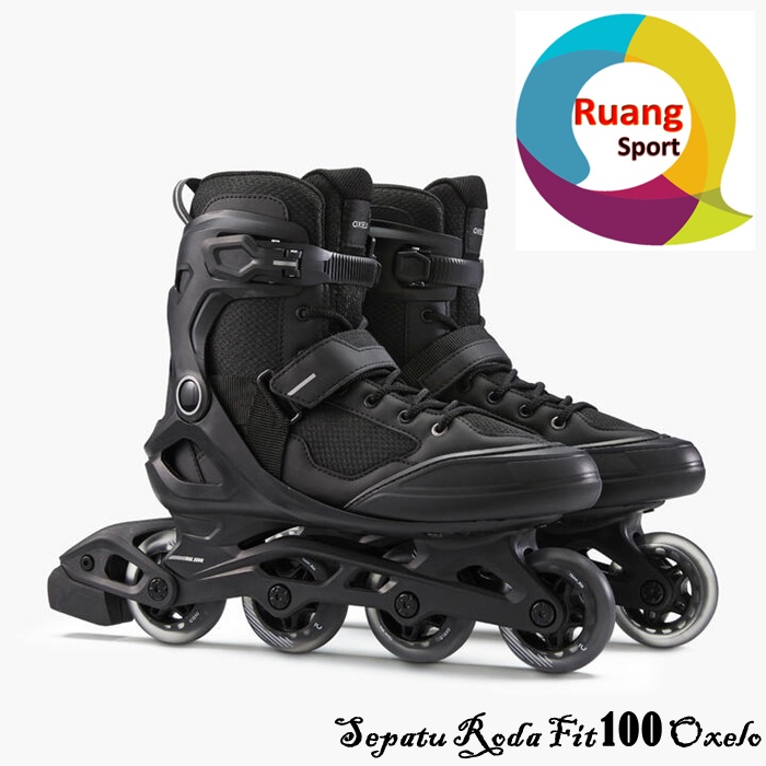 Oxelo Sepatu Roda Pria Dewasa Inline Skates FIT100 Fitness Inline Skate Freestyle - Black Silver