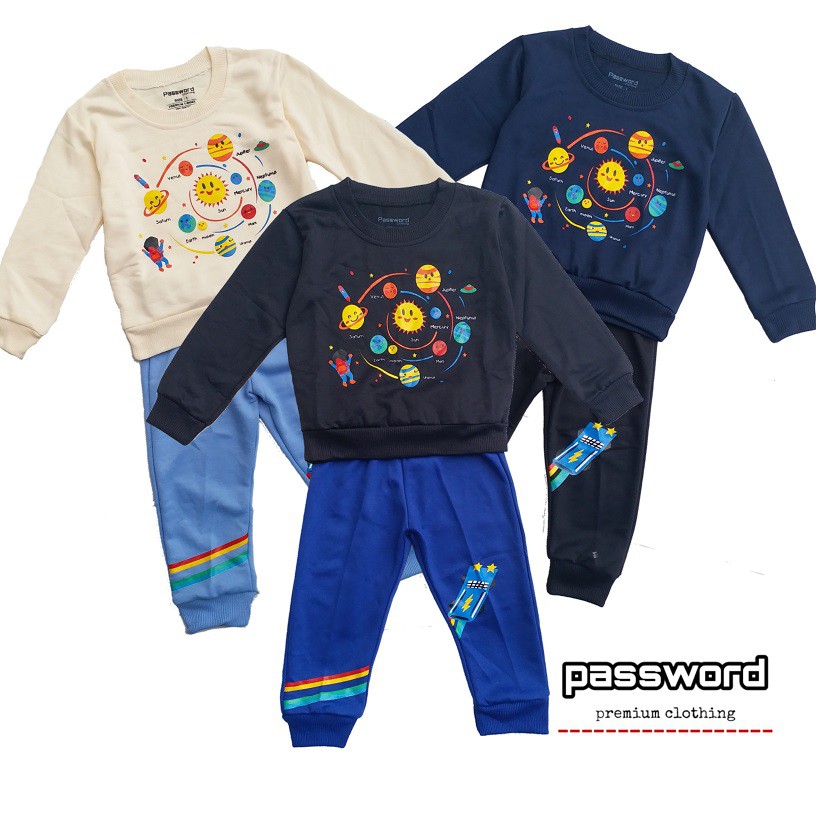 HappyOliver PASSWORD PLANET Setelan Sweater 1 - 7 Tahun Baju Anak BerKualitas