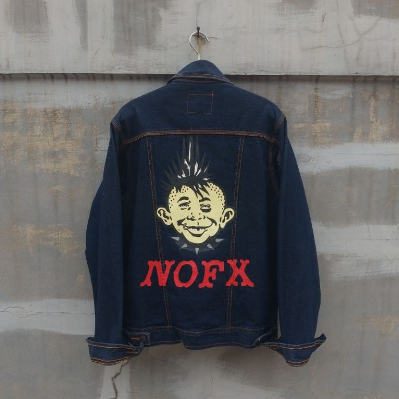 jaket jeans trucker denim second levis bekas preloved thrifted musik band nofx bad religion