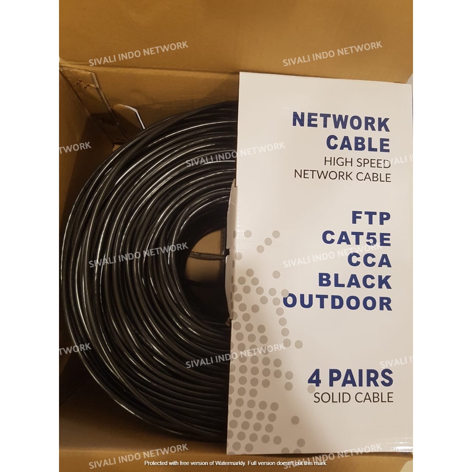 1 ROLL PROJEANE KABEL FTP CAT5E OUTDOOR  WARNA HITAM  24 AWG PVC CCA 4 PAIRS