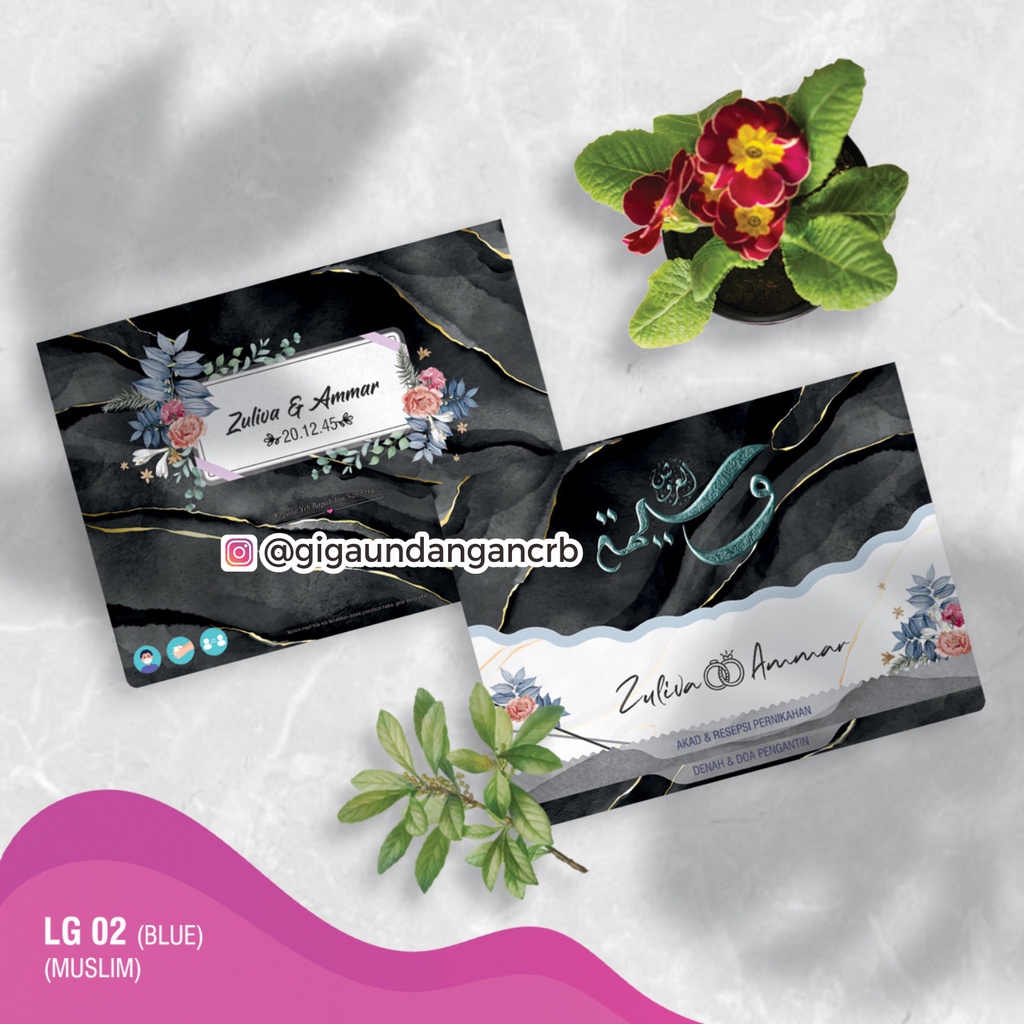 UNDANGAN PERNIKAHAN KEKINIAN SIMPEL MURAH & ELEGAN/SOFTCOVER LG-02/BLUE/PINK/TANPA FOIL