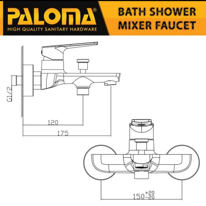 PALOMA FCP 2501 SSP 2401 Paket Keran Mixer Shower Set Panas Dingin