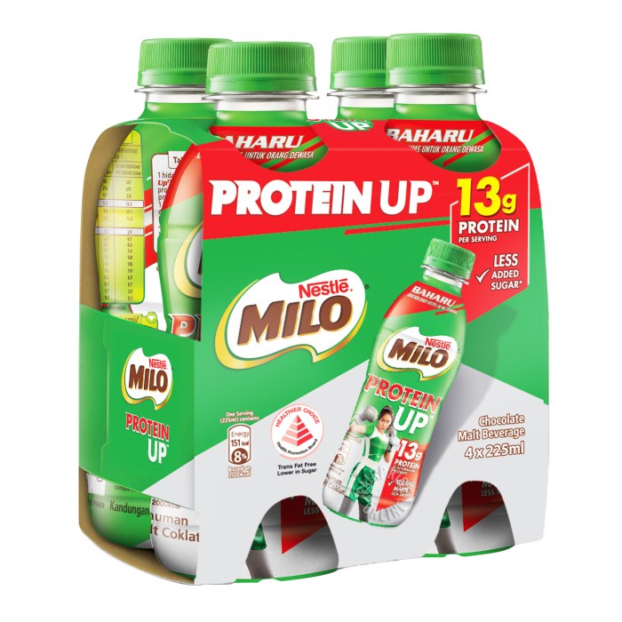 

Milo Chocolate Malt Bottle Drink - Protein Up 4 X 225Ml