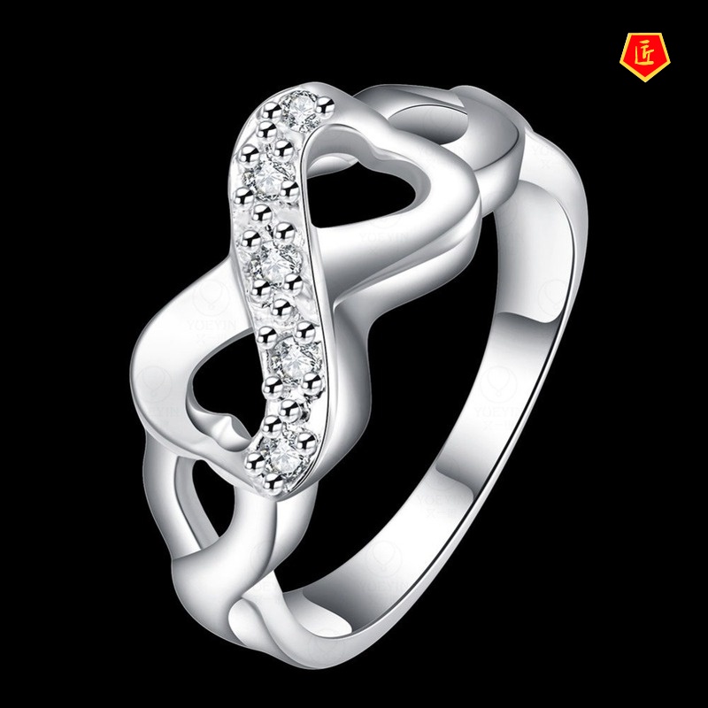 [Ready Stock]Creative Double Love Diamond Ring