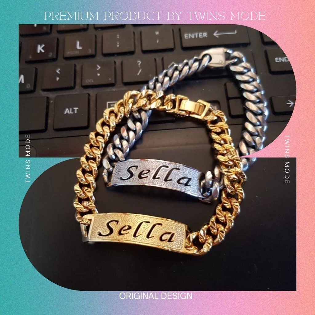 Gelang Nama custom Titanium Anti Karat bracelet korea name aksesoris wanita fashion perempuan cewek