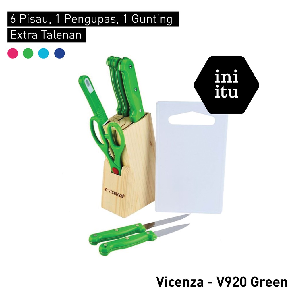 [ Vicenza ] Pisau Set Vicenza V920 - 10 in 1 - Pink, Navy, Baby Blue, Green