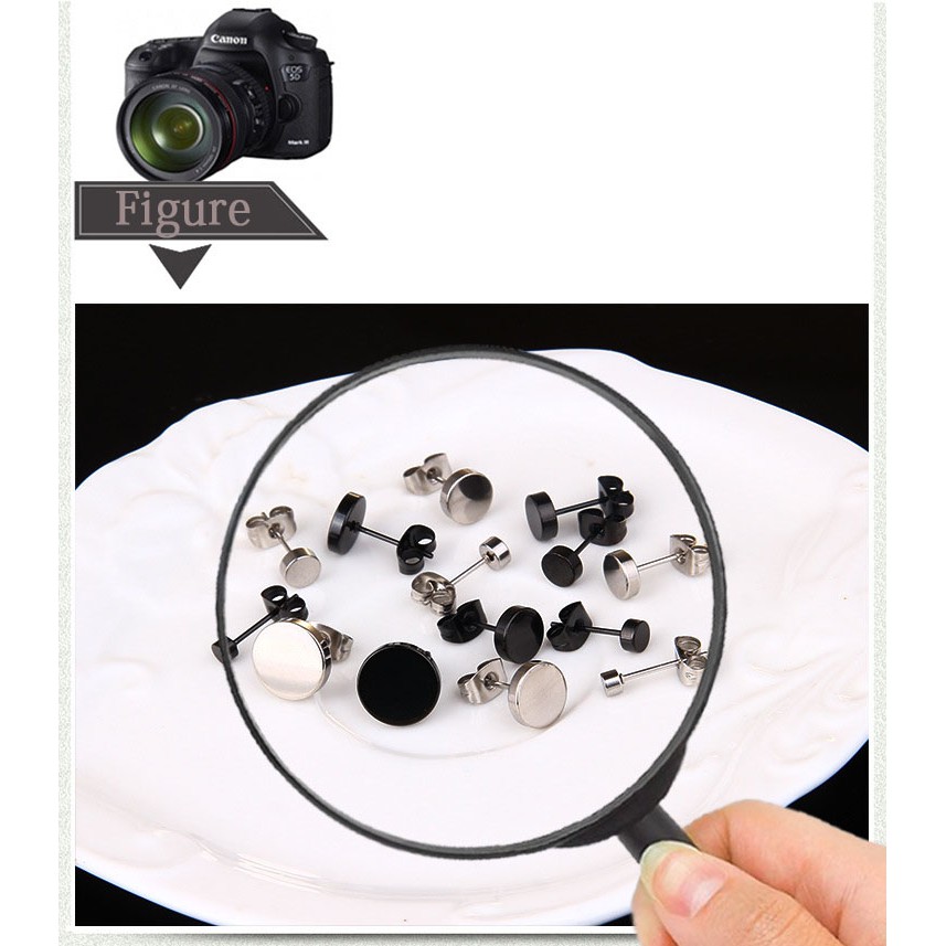 Fashion Punk Rock Ear Studs  Unisex Black Titanium Earrings