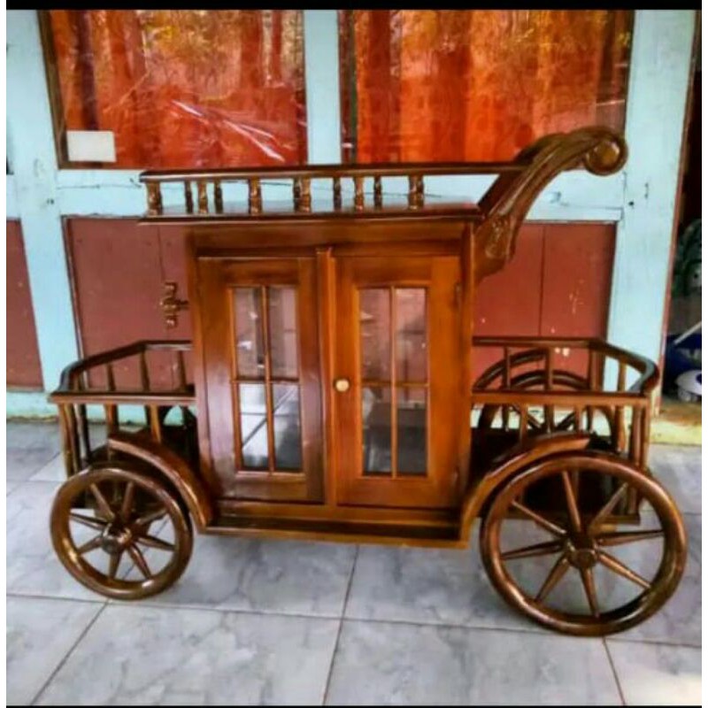 Meja teh trolly meja teh dorong antik jati