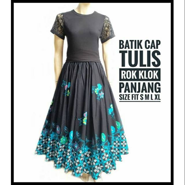 Rok batik panjang cap tulis biru tosca