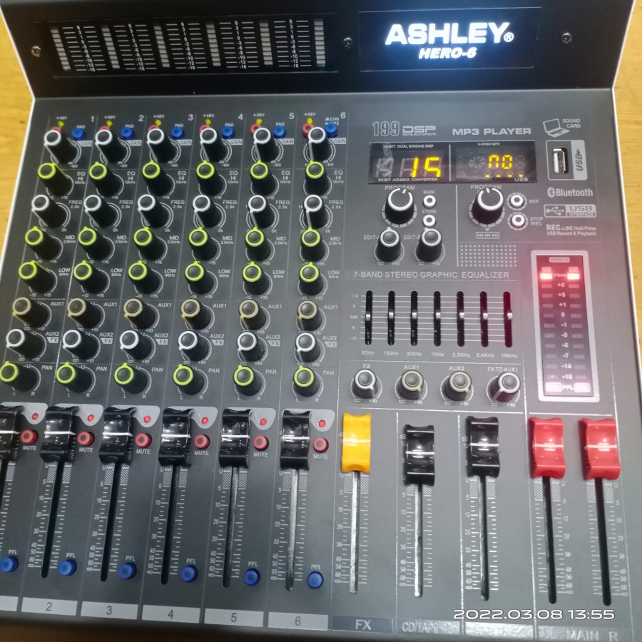 mixer audio ashley hero6 hero 6 6CH bluetooth original garansi